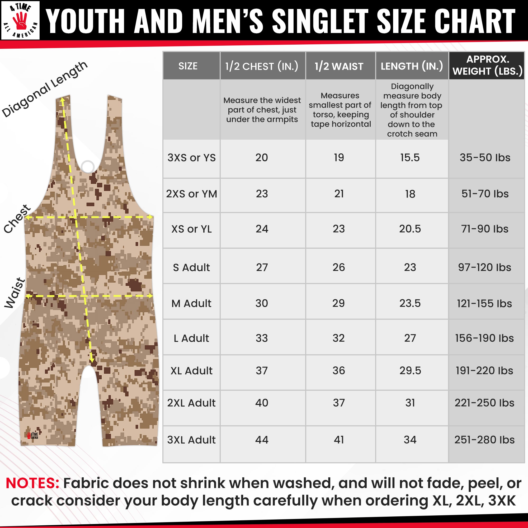 Camo Desert Wrestling Singlets