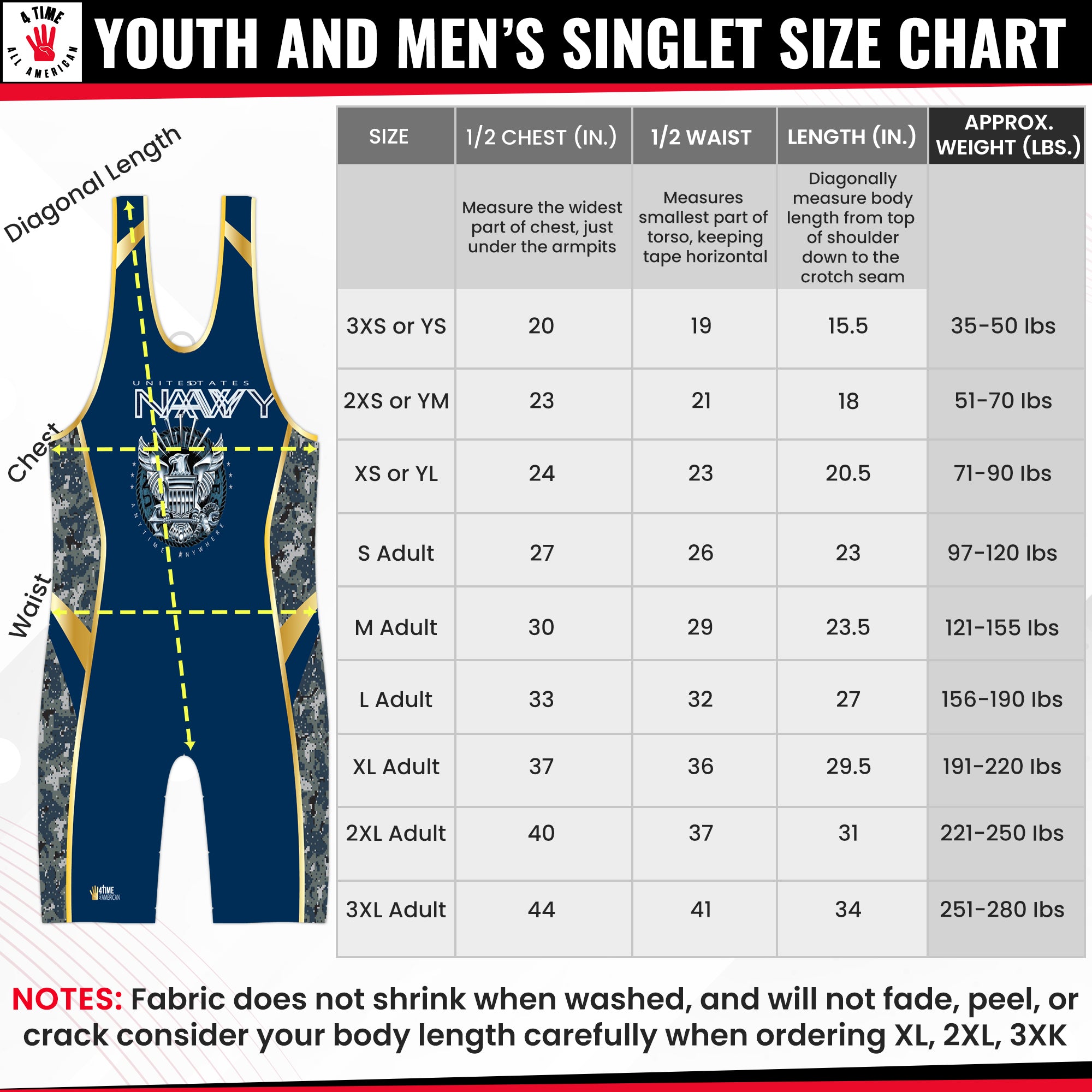 US Navy Wrestling Singlet