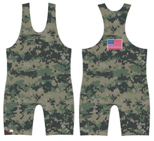 Digital Camo - Green Wrestling Singlet